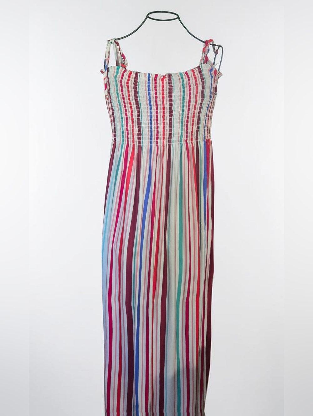 E. Luna Multi-Stripe Smocked Maxi Dress - Size 1X